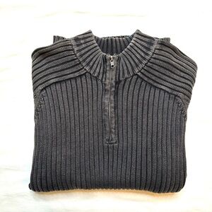 Arizona Jean Company Men’s 1/4 Zip Heavy Knit Ribbed Sweater S Gray Long Sleeve